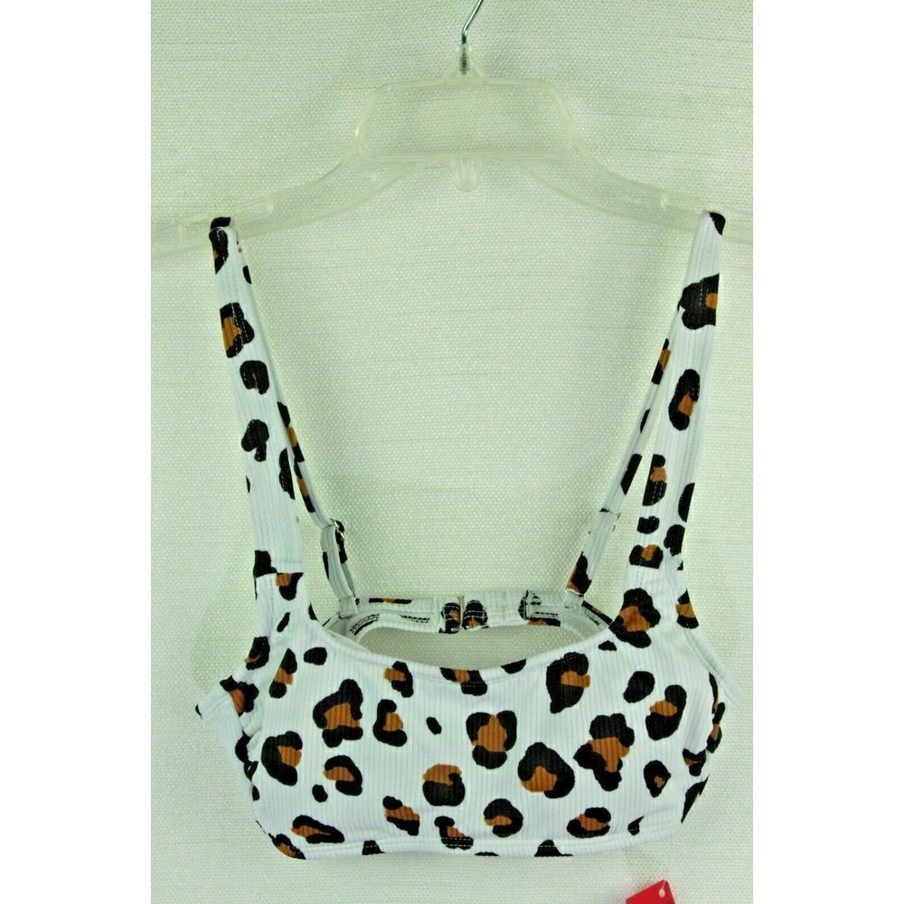 Xhileration Bikini Top Swimsuit Leopard Print Adjustable Strap Juniors S 0-2 NWT